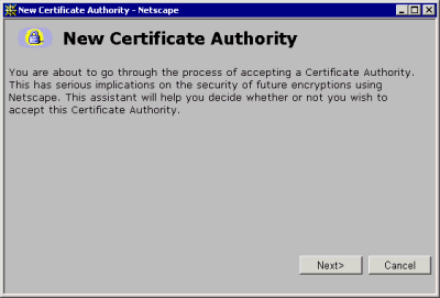 New Certificate Authority dialog box 1