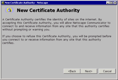 New Certificate Authority dialog box 2