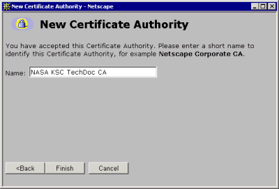New Certificate Authority dialog box 6
